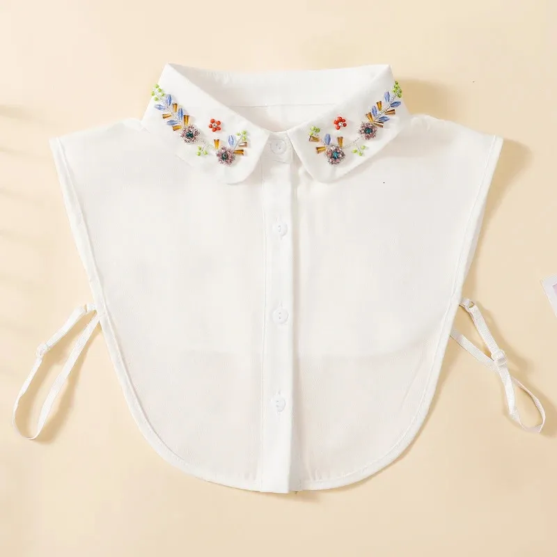 Round Collared Women's Handmade Nail Colored Bead Round Neck Chiffon Collar ...