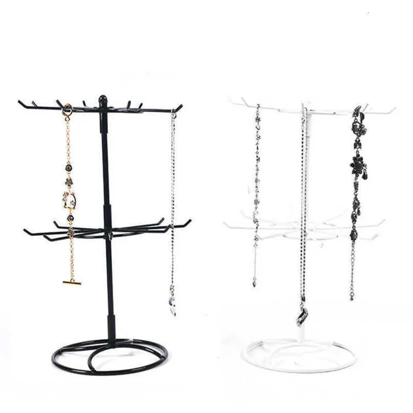 Présentoir Rotatif 2 Niveaux Pour Bijoux - Porte-Boucles D'Oreilles, Bracelets, Bagues - Rotation 360° Noir