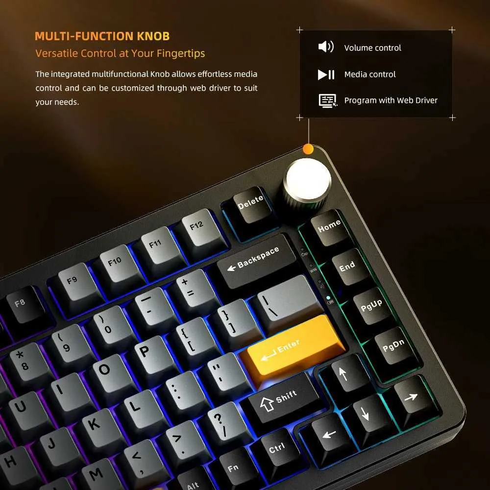 Machenike Wireless Gaming Quiet Mechanical Keyboard With 75 ANSI Layout ...