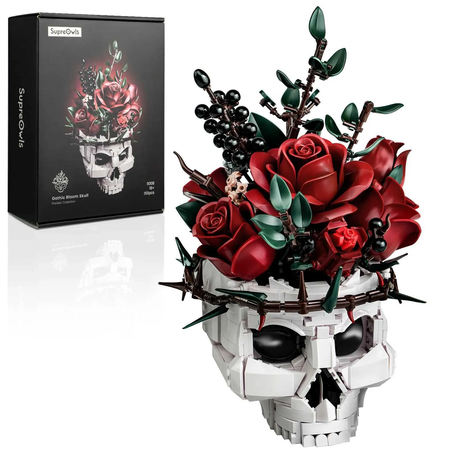 Z251007 Skull Roses Bouquet Building Set Gothic... From Freakhouse, $34.59  | DHgate.Com