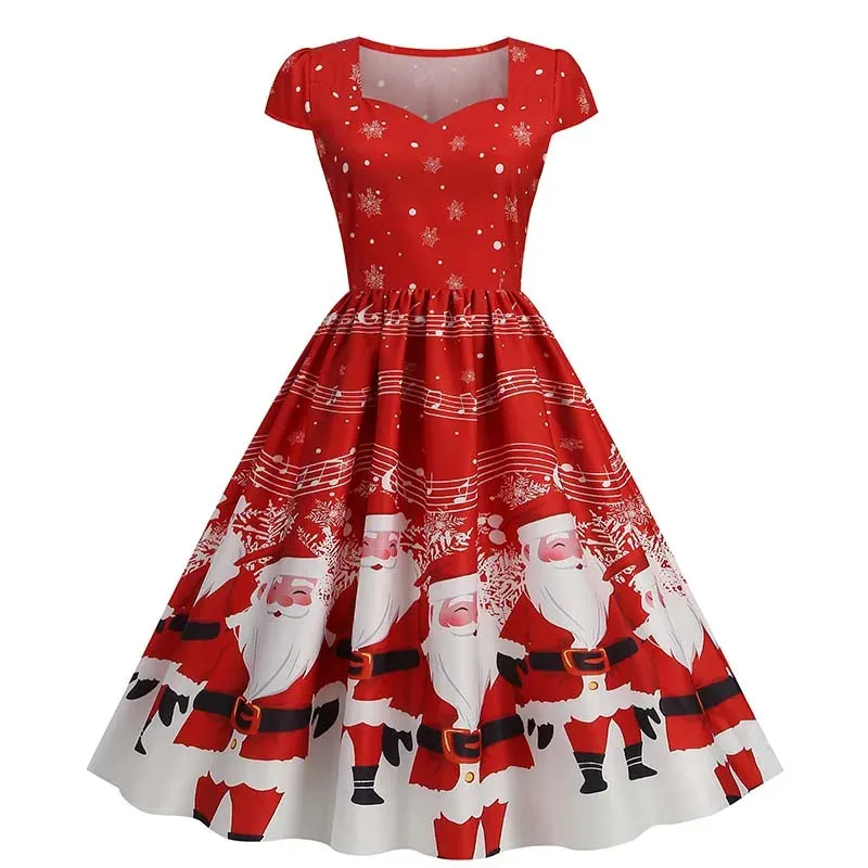 pin up christmas dress Retro Stage Christmas Tree Reindeer Snowflake Pencil Dress | Xmas Outfits