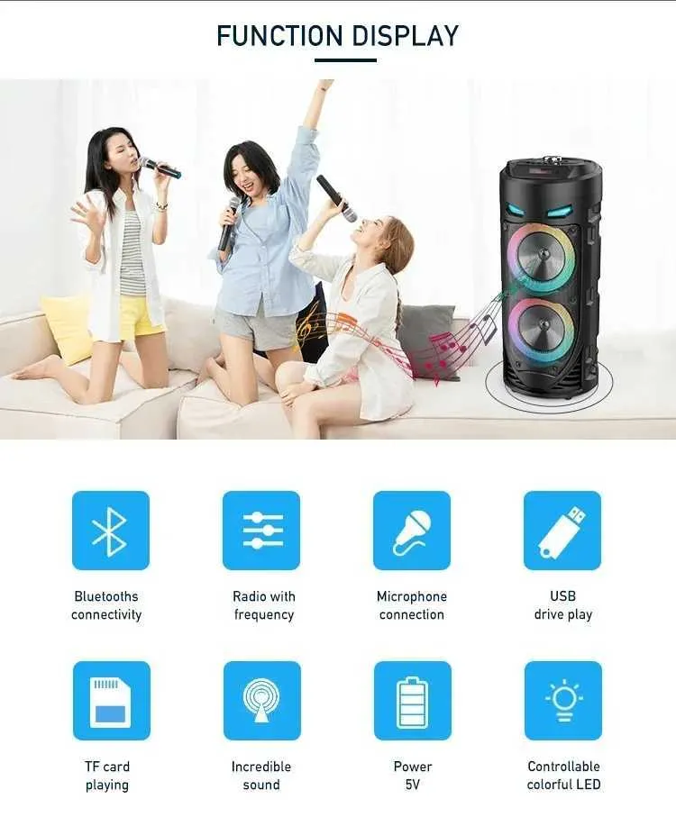 ZQS4239 4-Inch Subwoofer Bluetooth Speaker with LED Colorful Light and ...