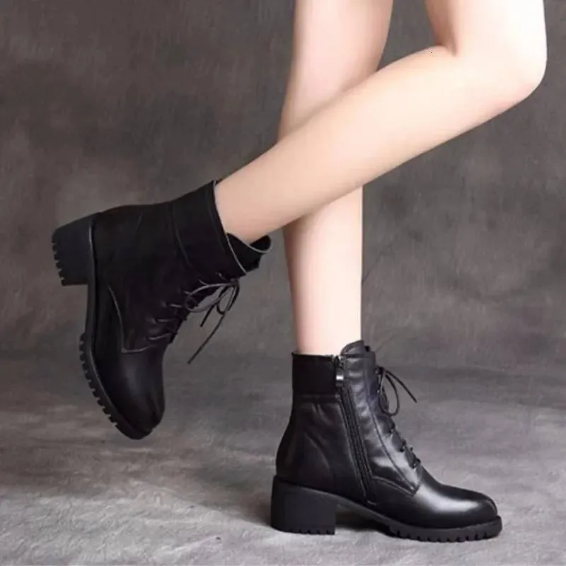 2025 High Quality Ladies Shoes Side Zipper Women's Fashion Cross-tied Modern Women Hot Sale Plus Size Ankle Boots_desvips.com