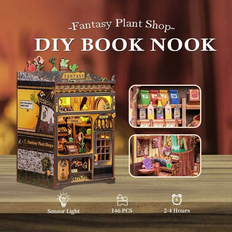 CUTEBEE DIY Book Nook Mini Alley Kit With Light And Bookshelf Insert ...