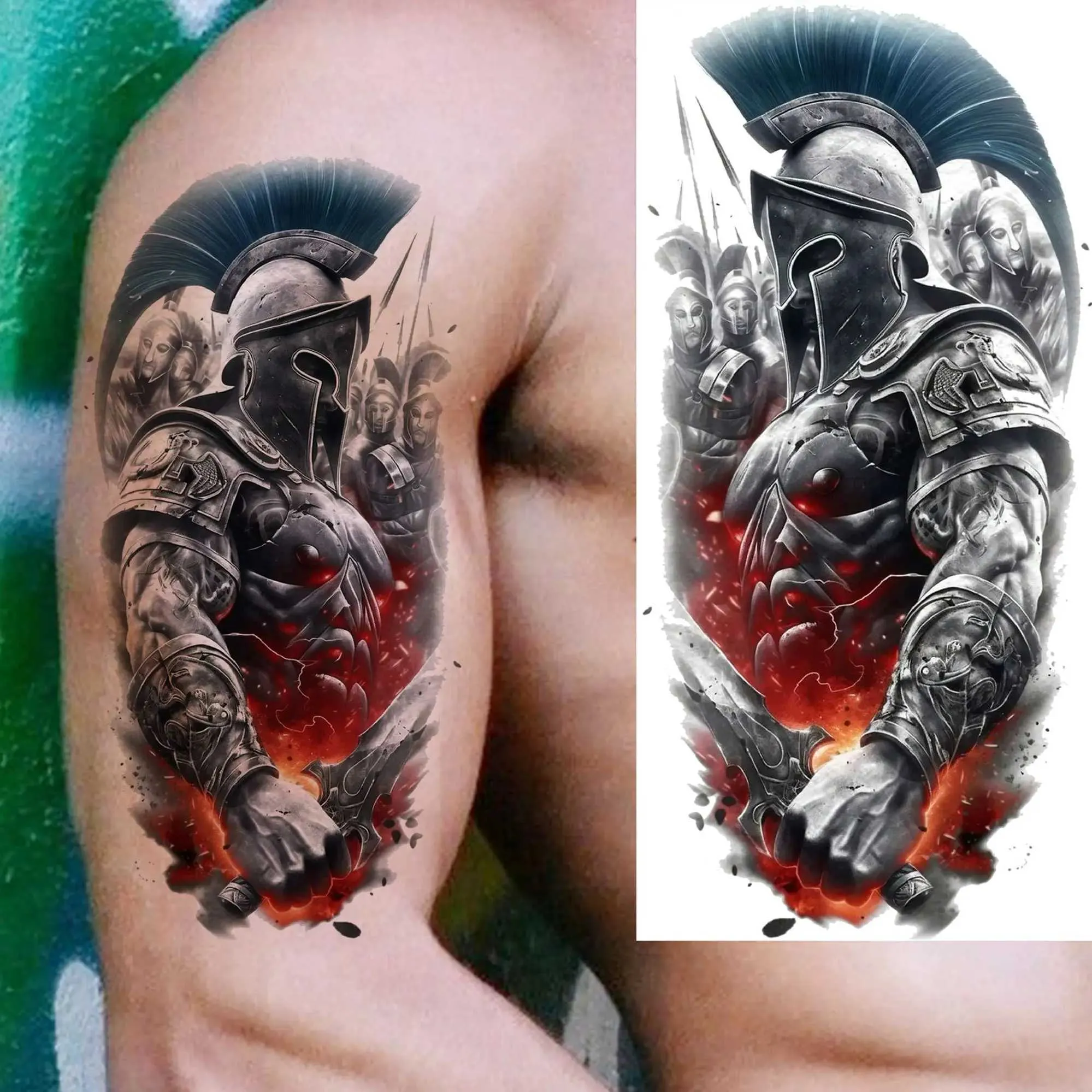 Tatuajes Temporales Guerreros Resistente Impermeable Tatuajes Falsos  Realistas Para Hombre Mujer Pegatinas De Tatuaje De Brazo Héroe Espartano  Original 2026 Por Misihan09, 2,95 € | DHgate, image size:1999x1999