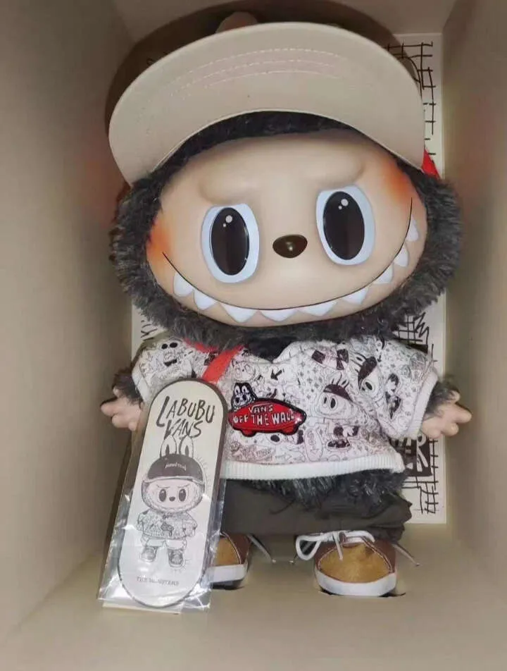 Big Labubu Vans Collaborative Plush Doll 38cm Vinyl Toy