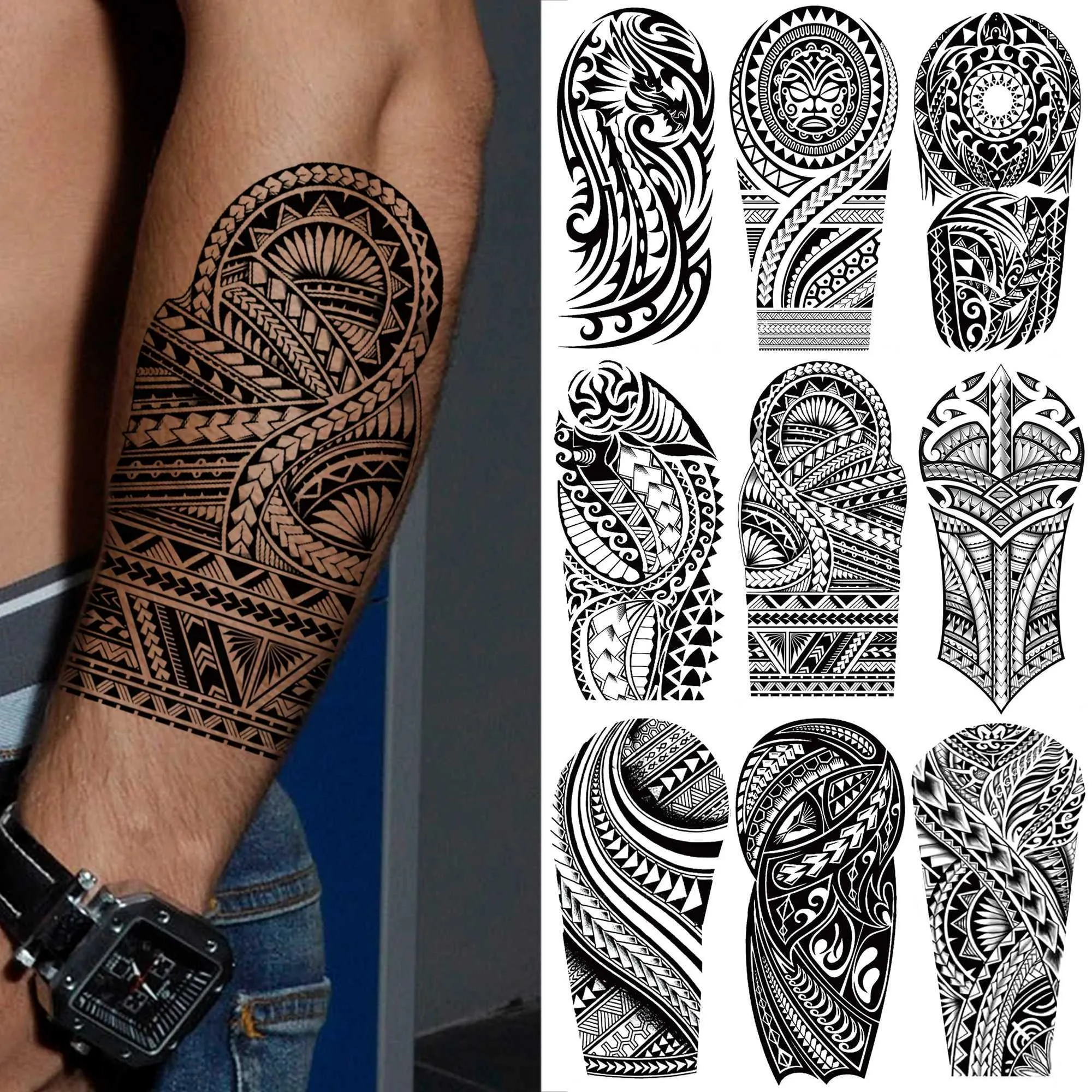 대량 Tribal Temporary Tattoos 1 시트 마오리 부족 토템 남성을위한 임시 문신 성인 여성 가짜 문신 스티커 슬리브  방수 인도 문신 J250929 구매로 큰 절약 | DHgate에서의 최고의 거래