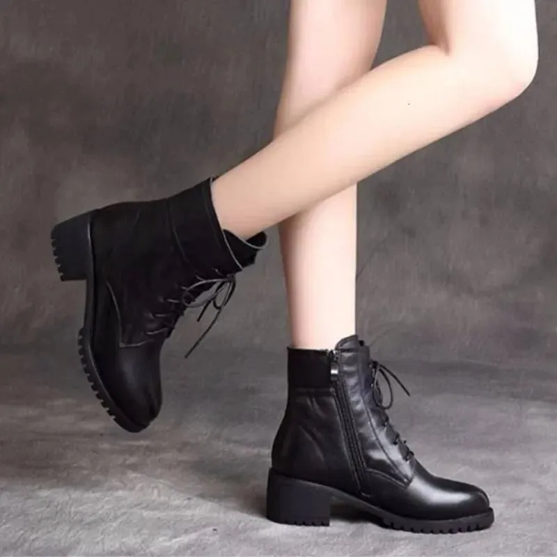 2025 High Quality Ladies Shoes Side Zipper Women's Fashion Cross-tied Modern Women Hot Sale Plus Size Ankle Boots_desvips.com