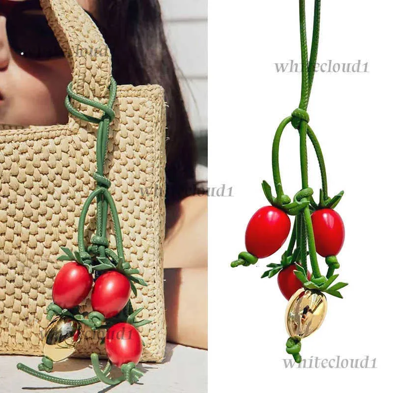 Keychains Lanyards Cowhide Tomato String Bag Charm Cute All Match ...