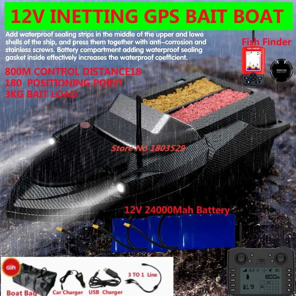 Bateau d'appât de pêche RC GPS, bateau d'appât pour