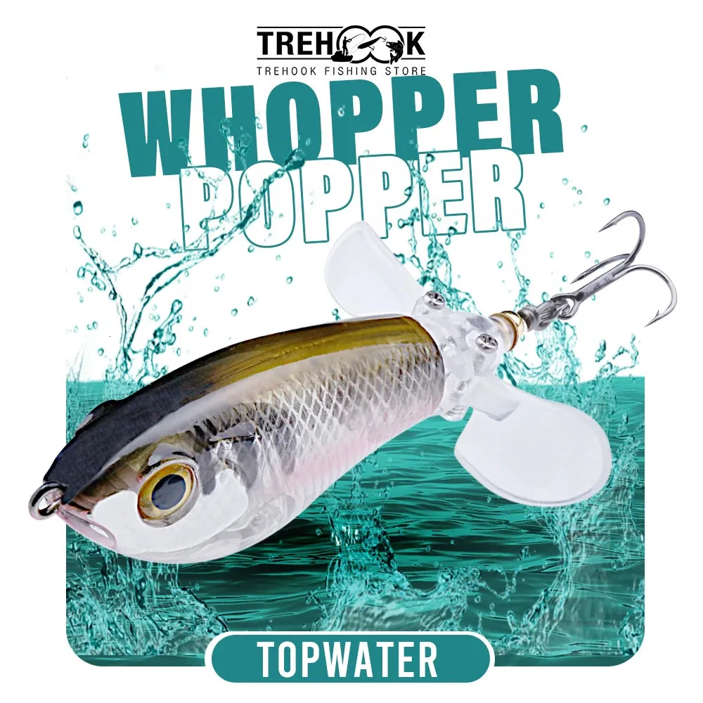 Whoppper Poper Trehook Topwater Whopper Popper Fishing Lures, 9g/16g, Rotating Double ...