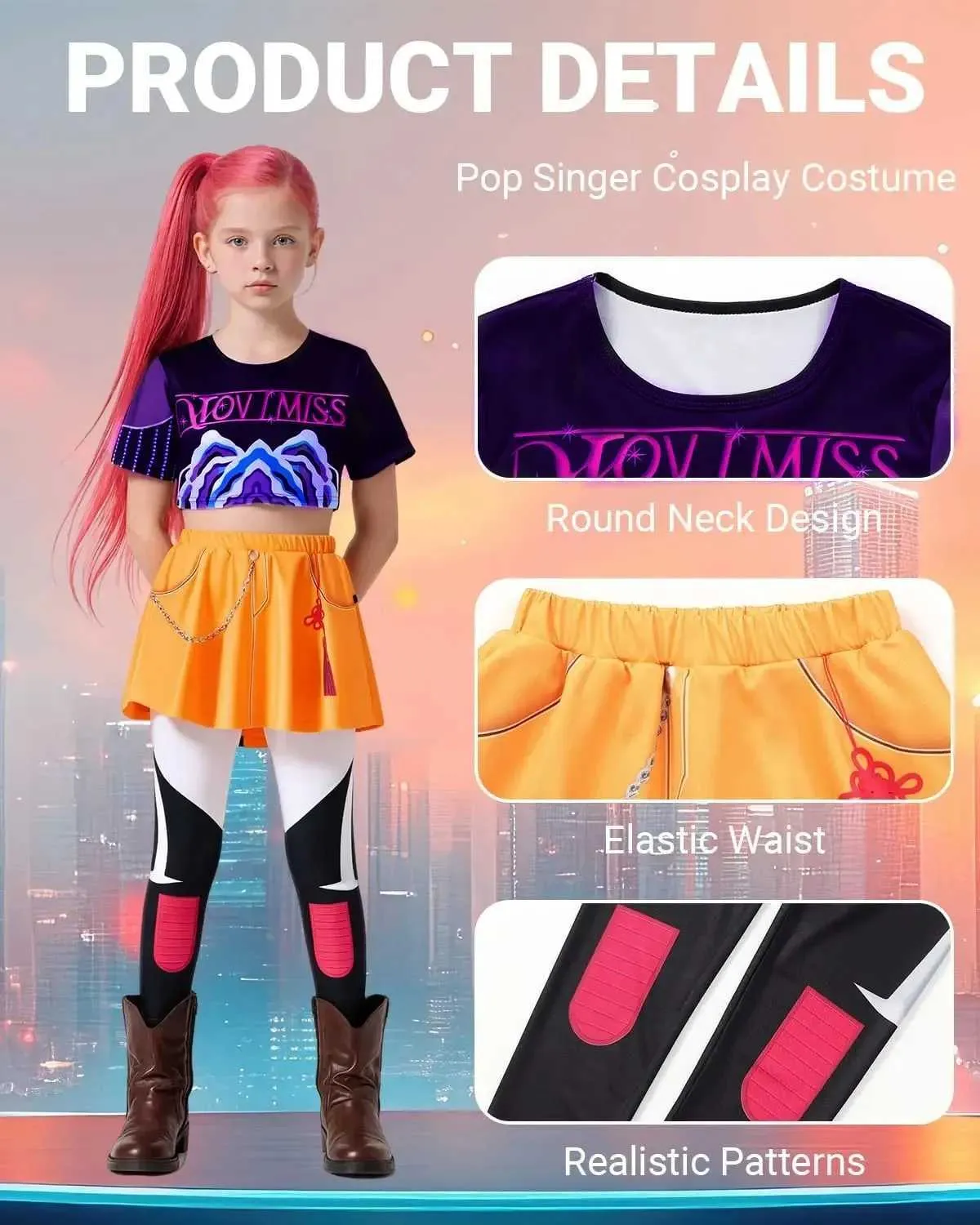 Costume Kpop Demon Rumi Zoey Per Bambine E Ragazze – Completo Di Gilet E Pantaloncini, Per Halloween E Cosplay | Tessuto Morbido E Dettagli Autentici