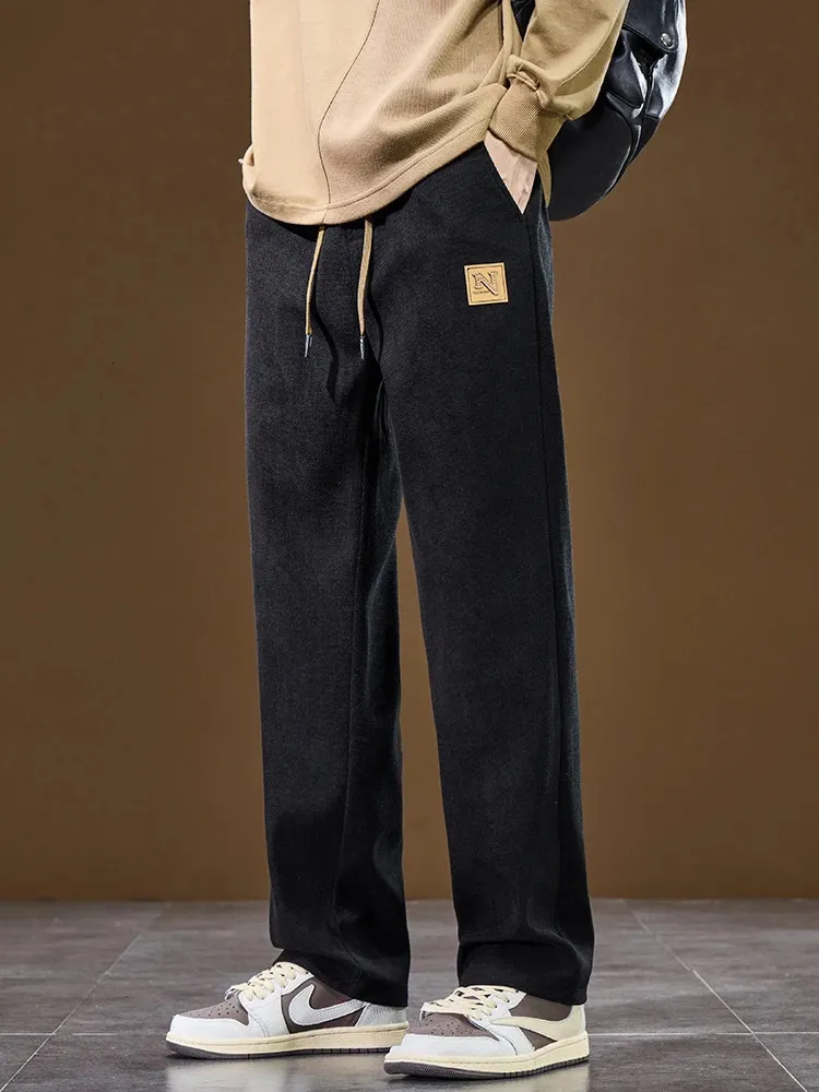 Pantaloni Uomo In Velluto A Coste, Modello Dritto Multitasca, Tinta Unita, Larghi E Casuali, Per Autunno/Inverno, Con Tasche Portafoglio - 3