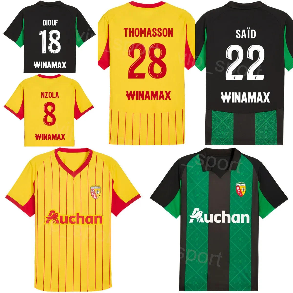 Save Big on Bulk R Soccer Jerseys RC Lens Soccer Jersey 23/24 Samba, Danso,  Fulgini, Sotoca, Machado, Medina Black White Yellow Football Shirt Kit 