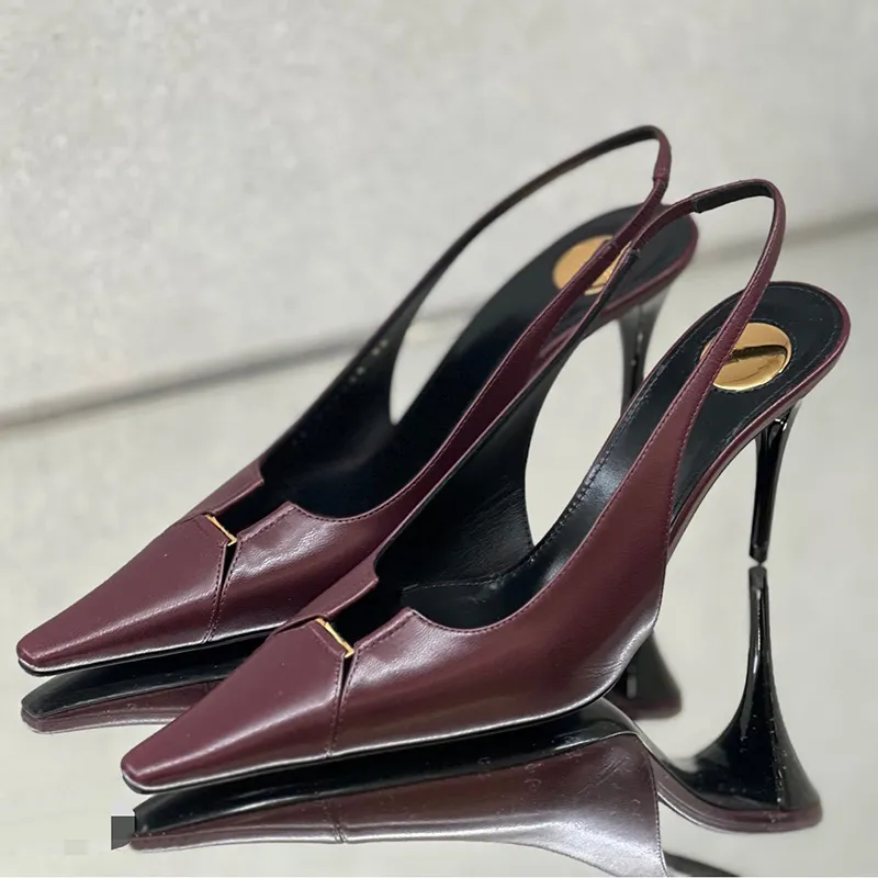 Wholesale The Catwalk Metal Buckle Pointed Toe High Heel Sandals 9cm Thin  Heel Backless Dress Shoes For Women With Box At Only $77.79
