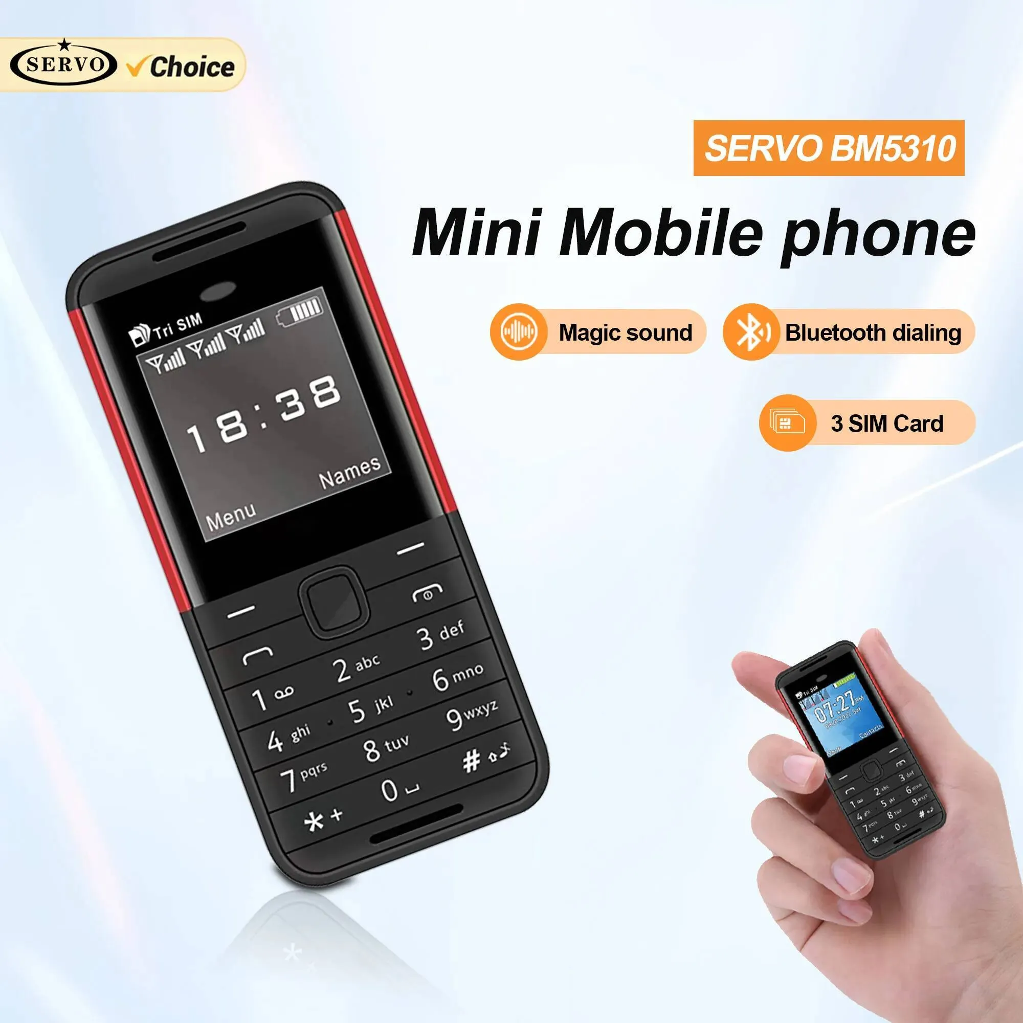 SERVO BM5310 Mini Mobile Phone 3 SIM Standby, Speed Dial, Call Recorder ...