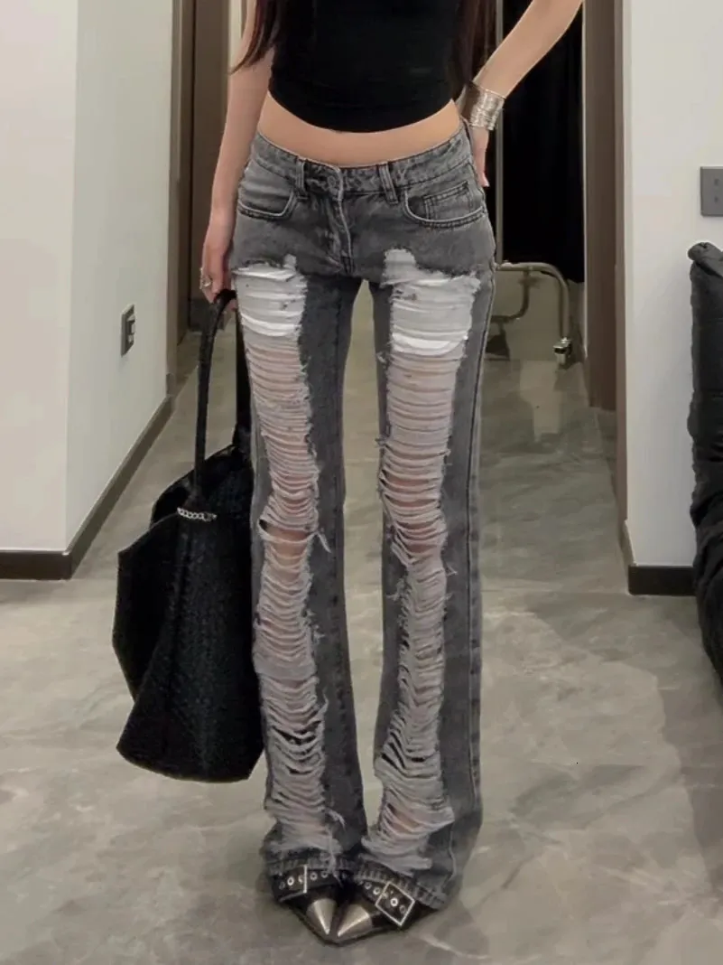 Womens Grey Ripped Skinny Jeans Vintage Y2K Denim... From 