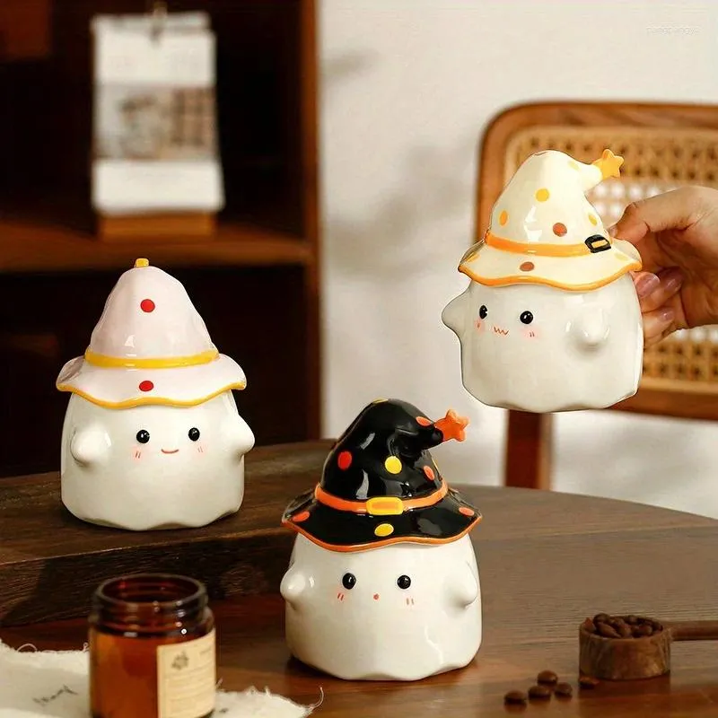 Mugs Halloween Ceramic Coffee Mug With Cute Quirky Ghost Witch Hat