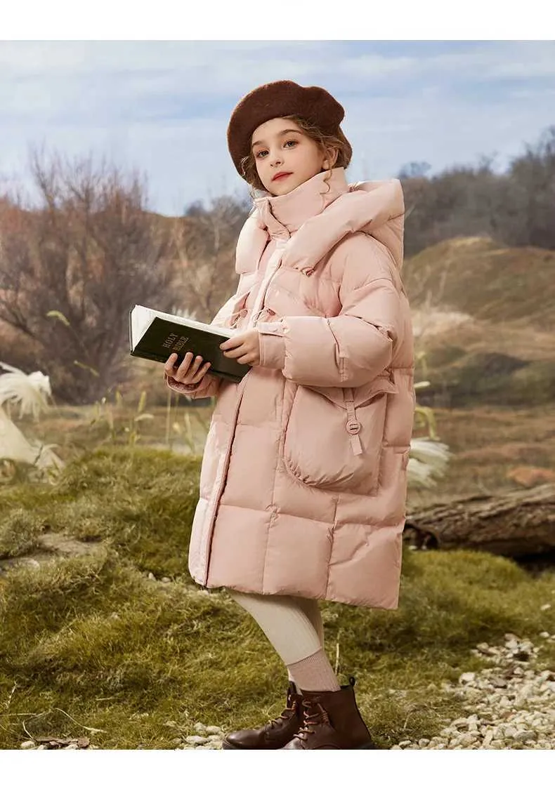 Olekid 2025 Winter Childrens Girl Down Jacket: Thick, Warm Long