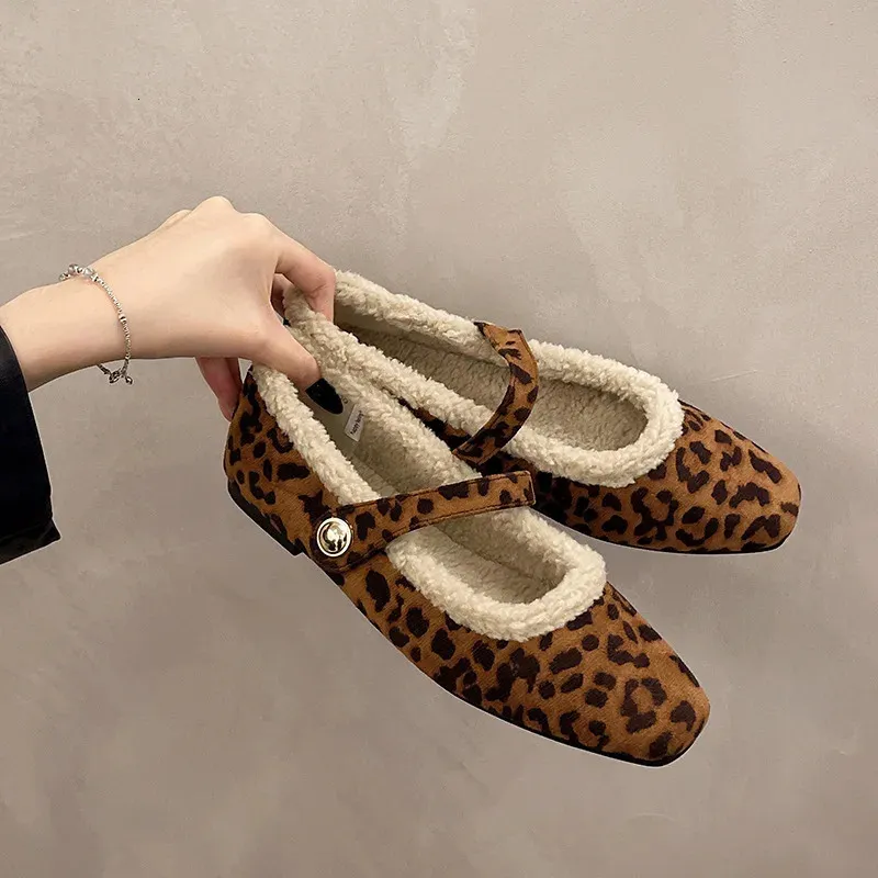Bulk Square Toe Lambs Wool Ballet Flats Warm Teddy Fur Mary Jane ...