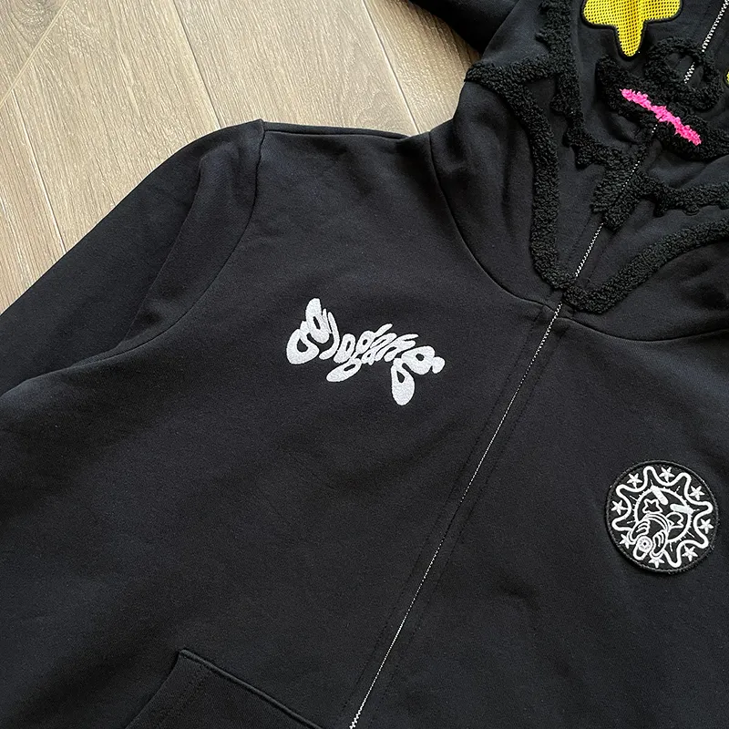 Glo Gang パーカー The Glory フルジップ パーカー 刺繍入り個性尖った