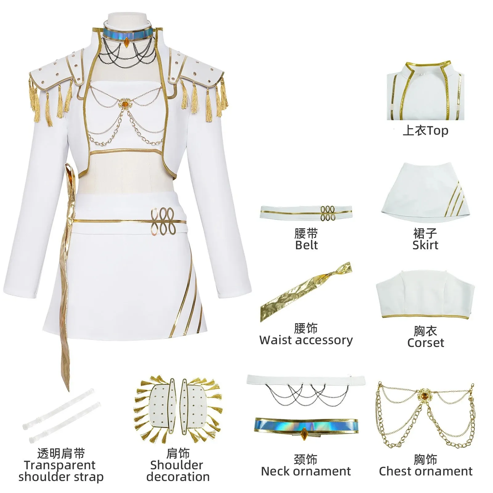 K-Pop Mira Rumi Zoey Demon Hunters Mira KPop Costume Cosplay Canzone In Oro Nero Gonna Per Ragazze Gruppo Halloween Party Outf - Foto 5