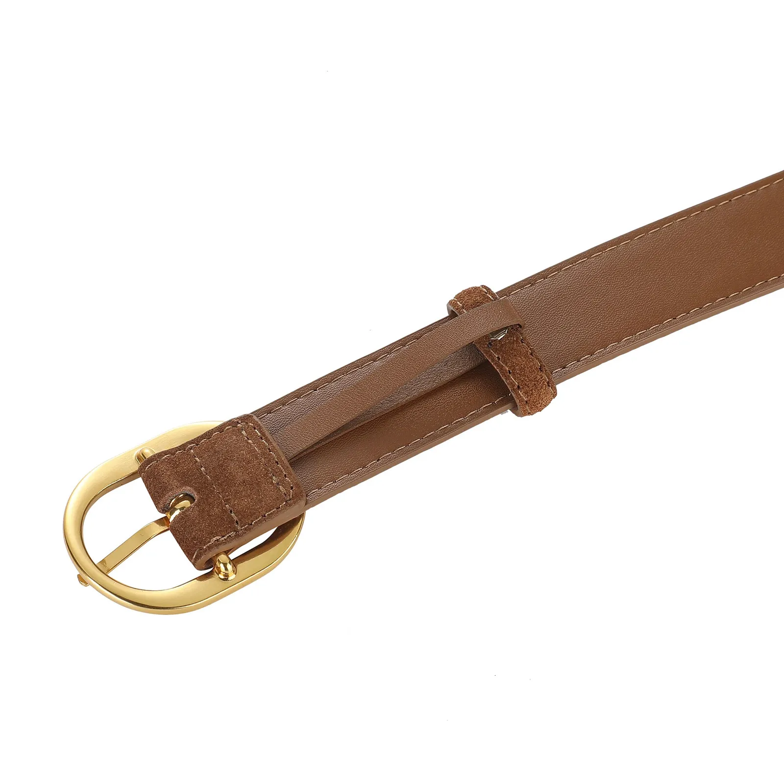 Vintage Women Skinny Belts Suede Cowhide Belt Genuine 