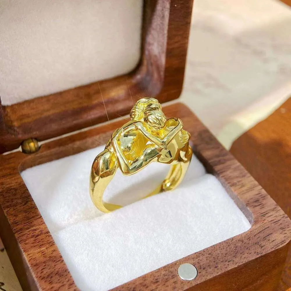 Abstract Geometric Hugging And Kissing Ring For Couples Trendy_voghion.com