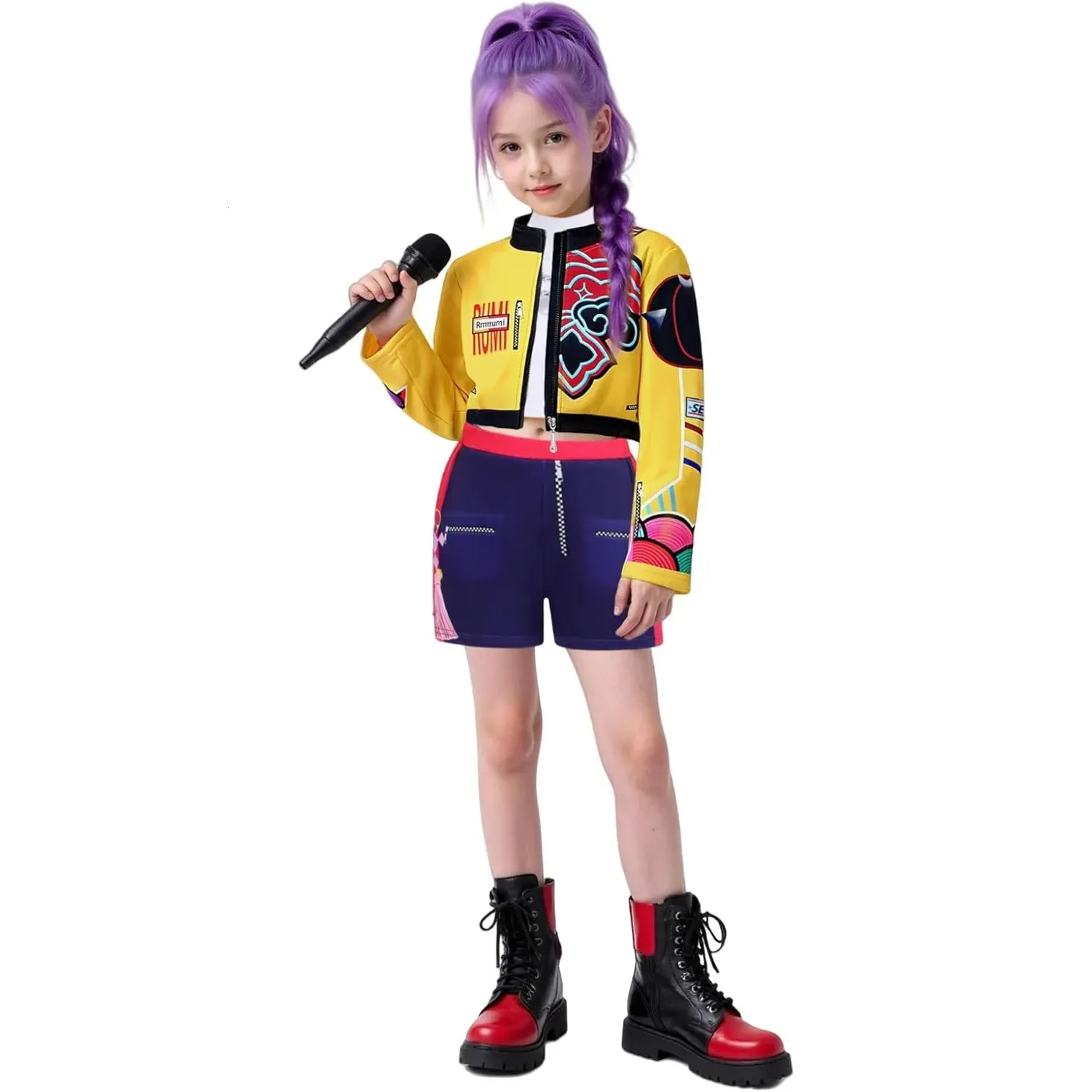 Disfraz Kpop Hunters Ru-mi Para Niños – Chaqueta, Camiseta Y Shorts De Cosplay