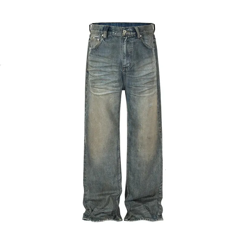 Harajuku Streetwear Washed Dirty Baggy Blue Jeans For Men And