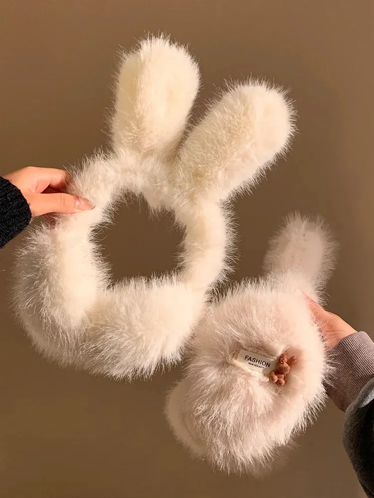 Cute White Rabbit Ear Muffs Womens Winter Warm Soft... From  display picture 2