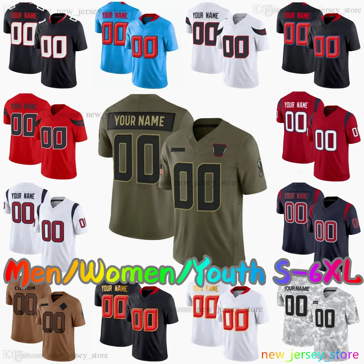 Struddys Design 2025 Custom S-6XL DIY 7 C.J. Stroud Football Jersey 12 Nico Collins 24 ...