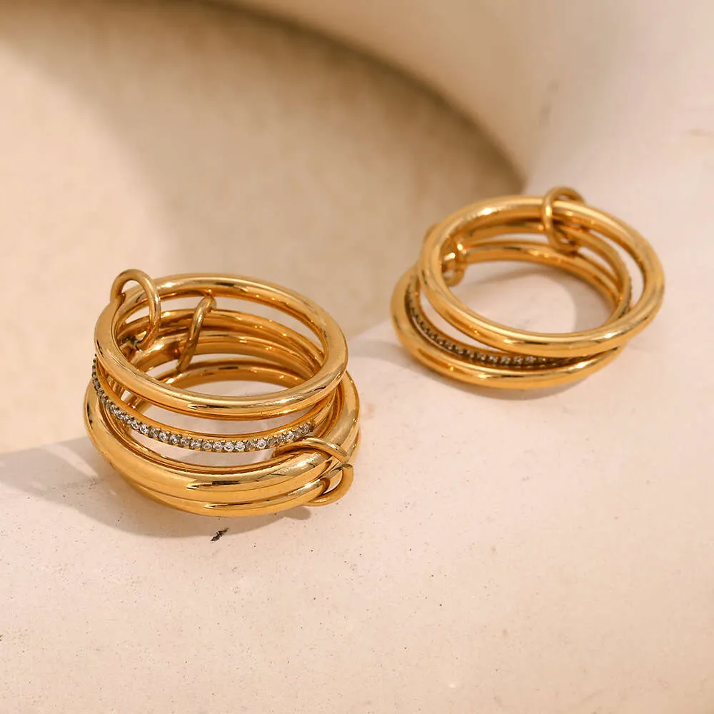 Four Layer Gold Plated Stainless Steel Designer Ring For Women_voghion.com