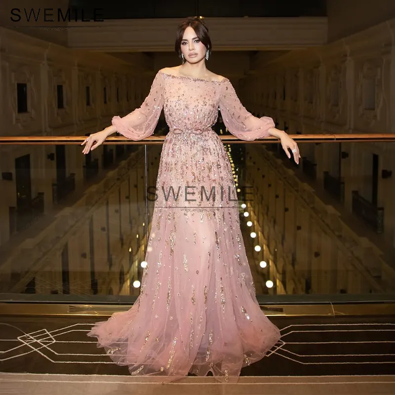 Save Big on Bulk Saudi Arabia Evening Gowns Saudi Arabic Formal Evening  Dresses Pink A Line Off The Shoulder Bow Sash Evening Party Gowns Dubai  Prom ...