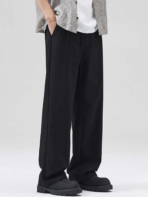 Korean Fashion Grey and Black Men's suit Pants men Pants - Loose Straight Fit with Wide Legs for Office and Formal Wear (X241023) Korean Fashion Grey and Black Men's suit Pants men Pants - Loose Straight Fit with Wide Legs for Office and Formal Wear (X241023)