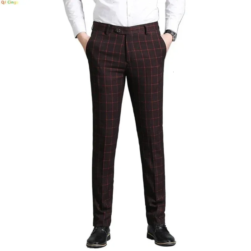 Burgundy Plaid Suit Pants, Business Casual Trousers | DHgate Burgundy Plaid Suit Pants, Business Casual Trousers | DHgate