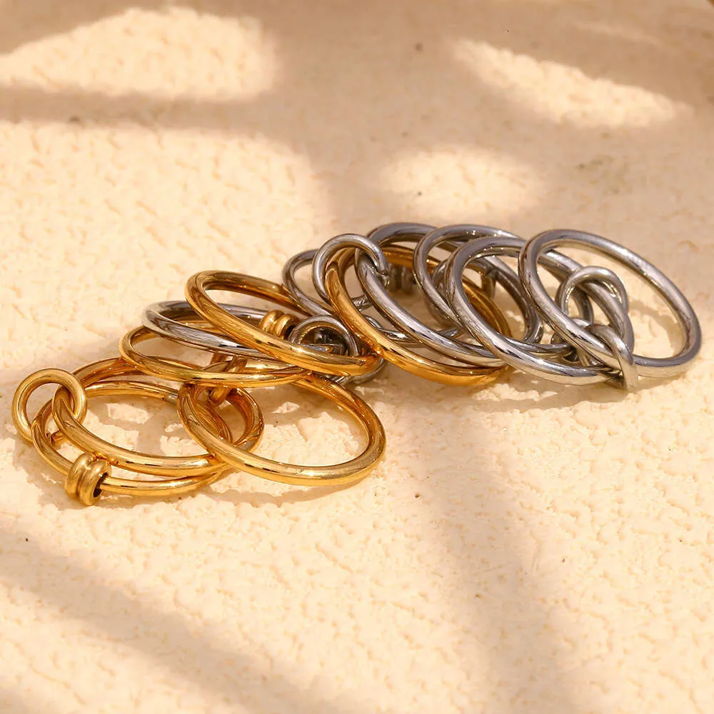Fashion Niche Temperament Creative Personality Hand Jewelry Stainless Steel Gold Plated Four Layer Middle Band Diamond_voghion.com