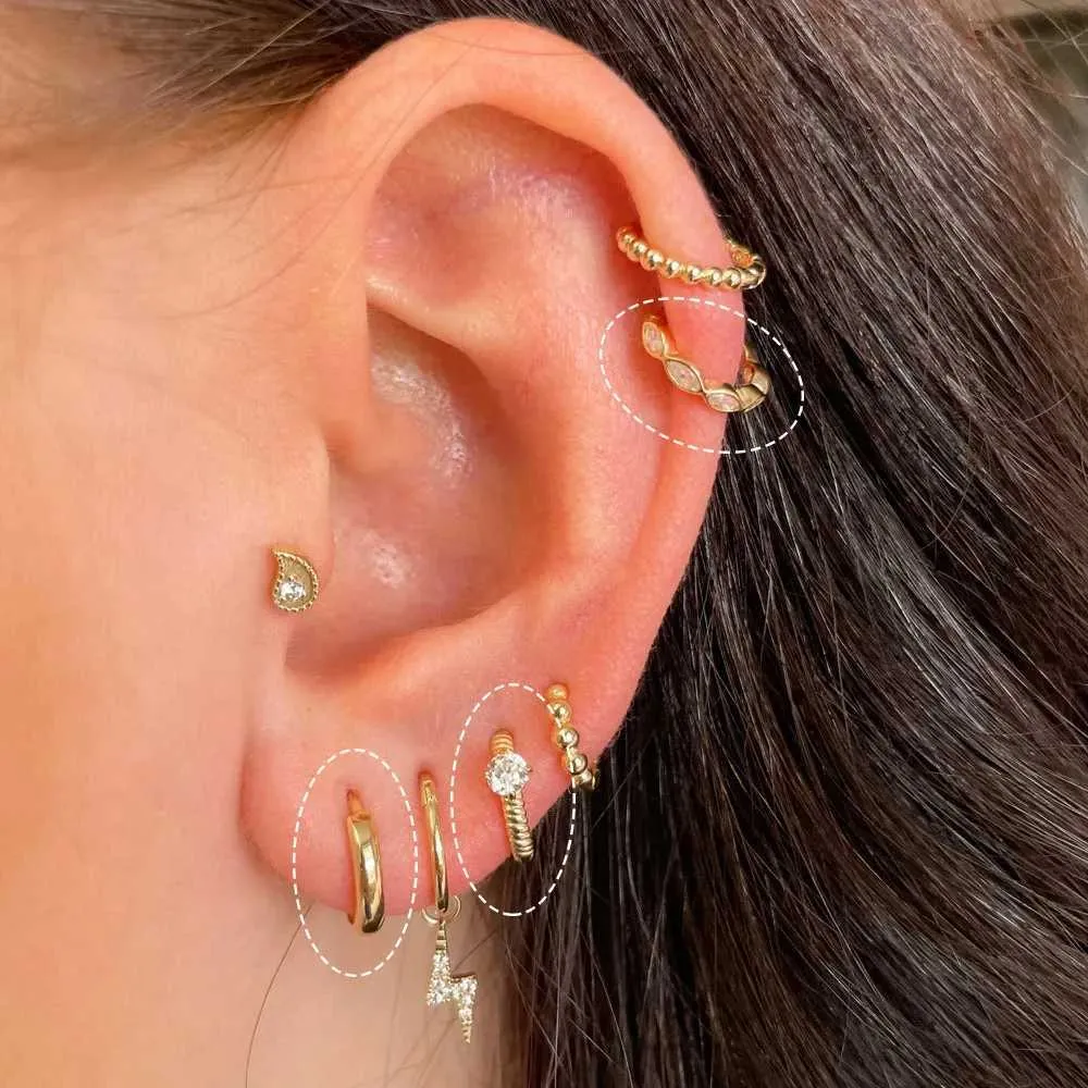 Set Di Orecchini A Cartilagine KALVICA - 23 Pezzi In Acciaio 316L, Helix, Tragus, Rook, Conchiglia, Argento/rosa - 2