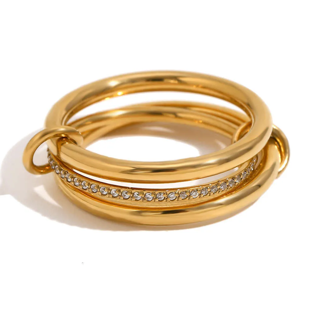 Fashion Niche Temperament Creative Personality Hand Jewelry Stainless Steel Gold Plated Four Layer Middle Band Diamond_voghion.com