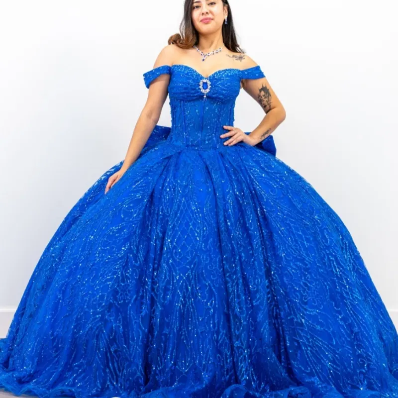 princess polly baby blue dress Royal Blue and Gold Quinceañera Dresses – Elegant Party Gowns main image 0