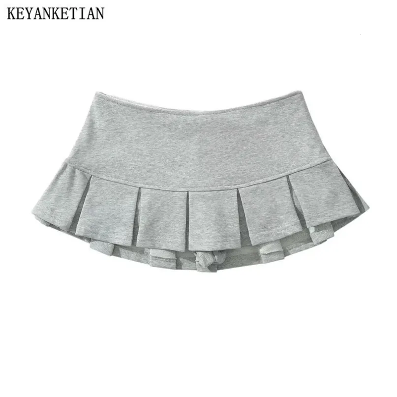 KEYANKETIAN Womens Light Grey Y2K Mini Skort With From Keng02