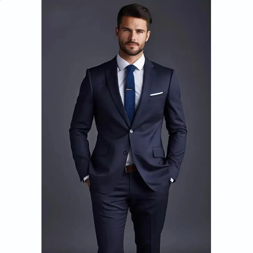 thumbnail image 2 of Men's Denim Suit 3-Piece Set - Custom Fit Casual Blazer, Vest & Pants For Wedding Or Business 2 of 4