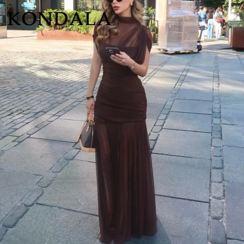 Casual Dresses KONDALA 2025 Fall Winter Elegant Women Wedding Guest Ladies  Patch Work Tulle Business Woman From 22,23  | DHgate