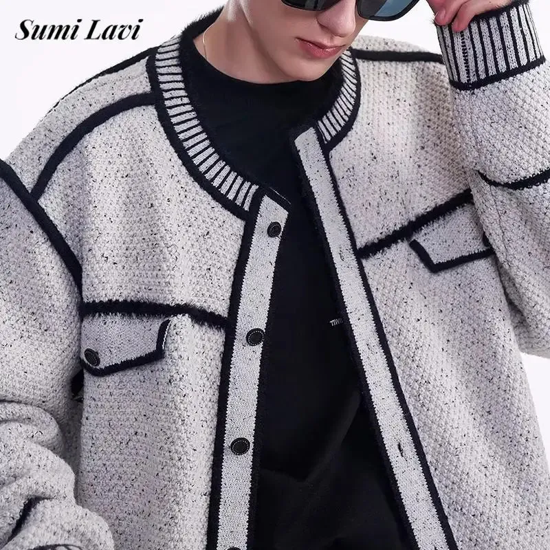 Generico Cardigan Uomo Autunno Invernale Slim Fit Maglione con Bottoni Tinta Unita Casual Maglia Senza Cappuccio Vintage Fitness Cappotto Caldo Maniche Lunghe Giacca Comodi Elegante Felpa