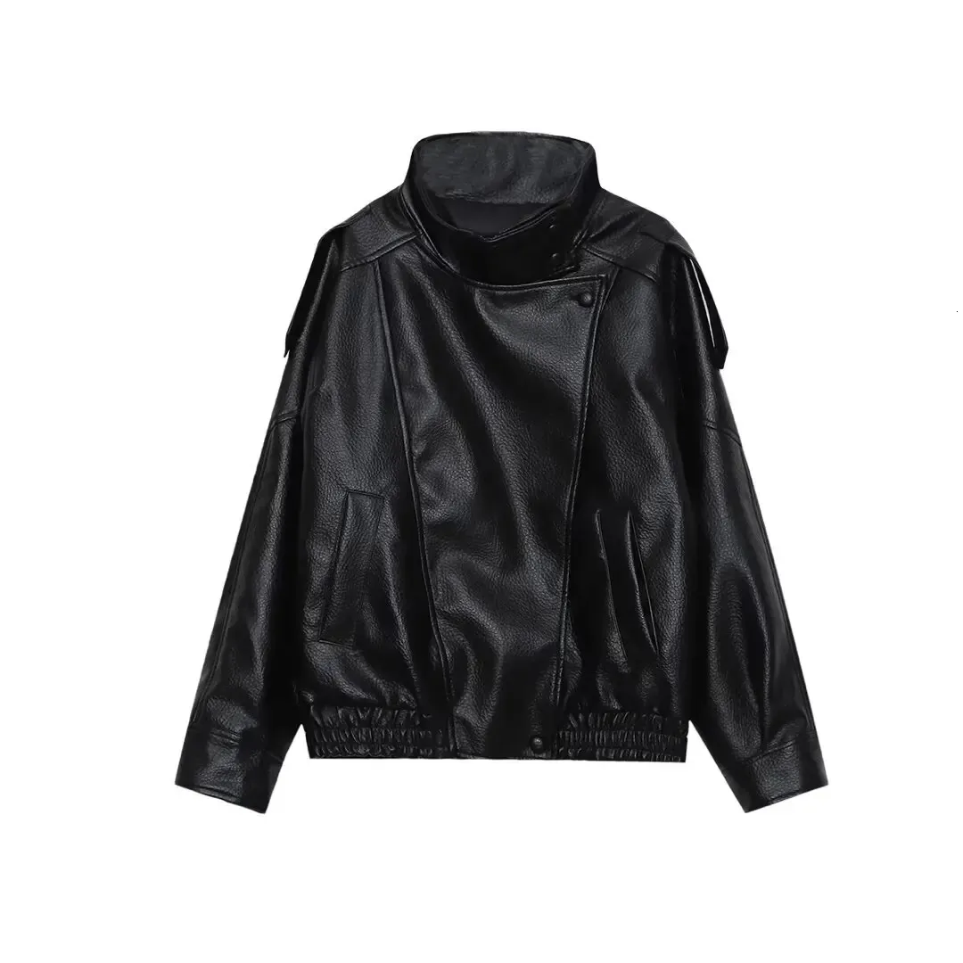WOMAN Leather Jacket Coat Autumn Stand Collar From Qida03