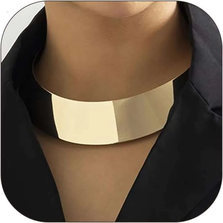 Collana Statement Choker Con Ciondolo A Bavaglino - Catena Dorata Grossa Per Donna, Nuovo Con Etichette - 3