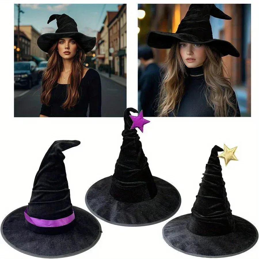 Sombrero De Bruja De Lana Para Halloween – Gorro Plegable De Mago En 6 Colores Para Adultos Y Adolescentes