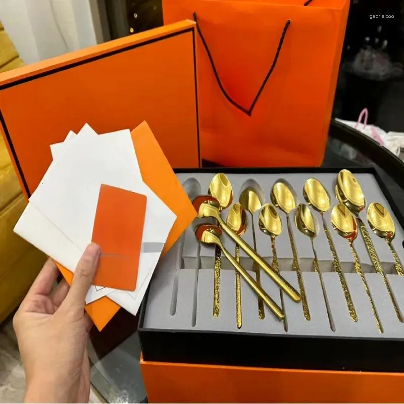 Designer Orange Dinner Set With Knife, Fork,... 