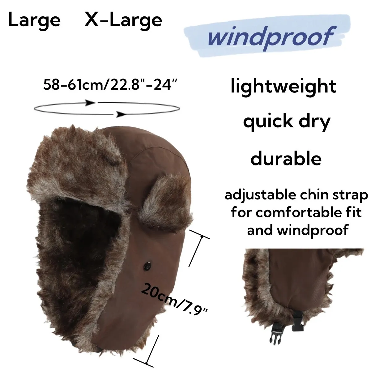 Connectyle Winter Trapper Hat with Faux Fur Ear Flaps 