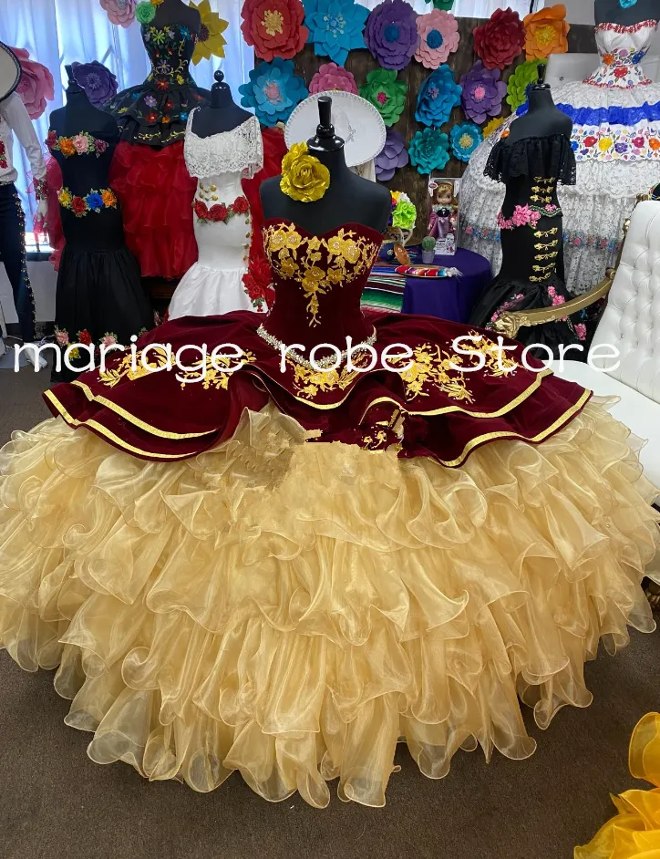Custom Sized Burgundy Velvet Charro Quinceanera... From Alegant_lady ...